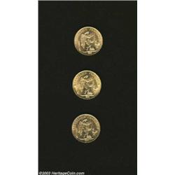 Republic, three gold 20 Francs,