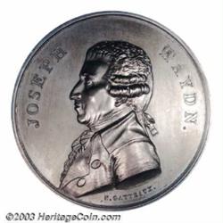 Silver medal 1800 commemorating the premier of Joseph Haydn's work at the Paris Opera,