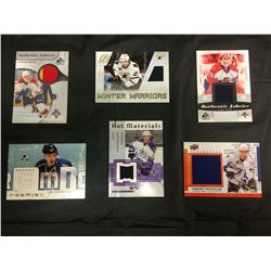 6 Authentic Game worn Jersey Hockey Cards