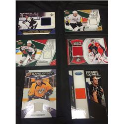6 Authentic Game worn Jersey Hockey Cards
