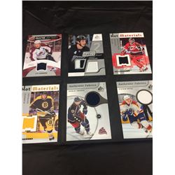 6 Authentic Game worn Jersey Hockey Cards