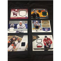 6 Authentic Game worn Jersey Hockey Cards