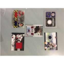 6 Authentic Game worn Jersey Hockey Cards