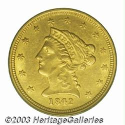 1842-D $2 1/2 AU58 PCGS.