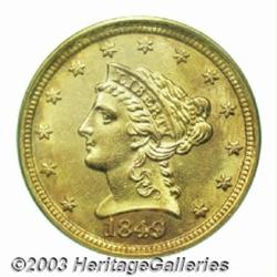 1849-D $2 1/2 MS61 PCGS.