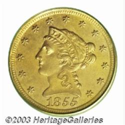 1855-D $2 1/2 MS60 PCGS.