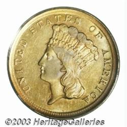 1854-D $3 MS61 PCGS.