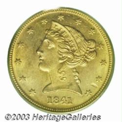1841-D $5 Small D MS64 PCGS.