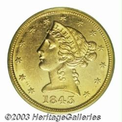 1843-D $5 Medium D MS61 PCGS.