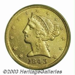 1843-D $5 Small D AU55 PCGS.