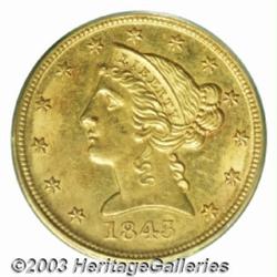 1845-D $5 MS63 PCGS.