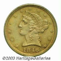 1846-D $5 AU58 PCGS.