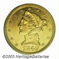 1849-D $5 MS62 PCGS.