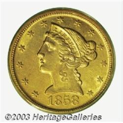 1858-D $5 MS61 PCGS.