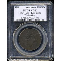 1792 50C Washington Getz Pattern Half Dollar, S