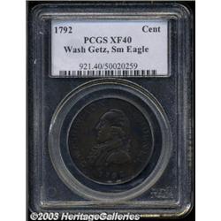 1792 1C Washington Getz Pattern Cent, Small Eag