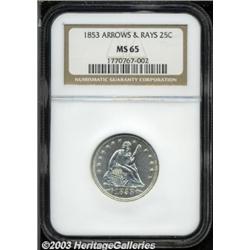 1853 25C Arrows and Rays MS65 NGC.