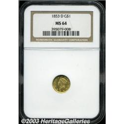1853-D G$1 MS64 NGC.