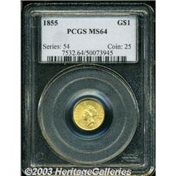 1855 G$1 MS64 PCGS.
