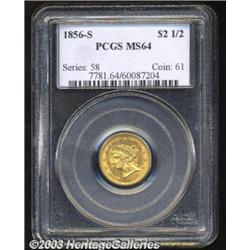 1856-S $2 1/2 MS64 PCGS.