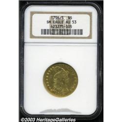 1796/5 $5 Small Eagle AU53 NGC.