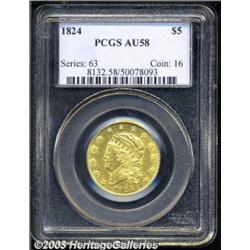 1824 $5 AU58 PCGS.