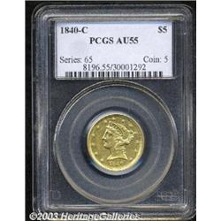 1840-C $5 AU55 PCGS.