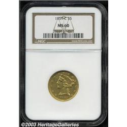 1859-C $5 MS60 NGC.