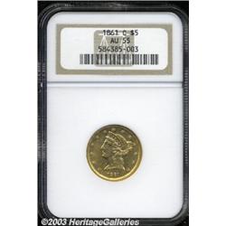 1861-C $5 AU55 NGC.