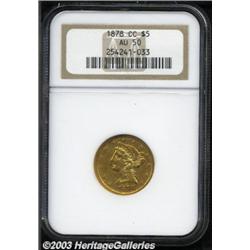1878-CC $5 AU50 NGC.