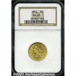 1904 $5 MS67 NGC.