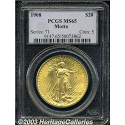 1908 $20 Motto MS65 PCGS.