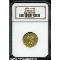 1838-C $5 AU58 NGC.