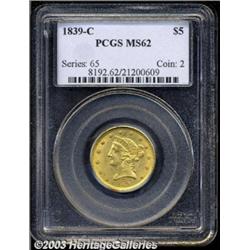 1839-C $5 MS62 PCGS.