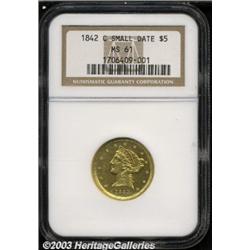 1842-C $5 Small Date MS61 NGC.