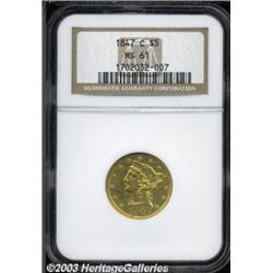 1847-C $5 MS61 NGC.