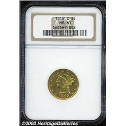 1849-C $5 MS61 NGC.