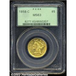 1858-C $5 MS63 PCGS.