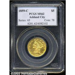 1859-C $5 MS62 PCGS.