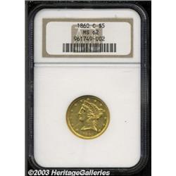 1860-C $5 MS62 NGC.