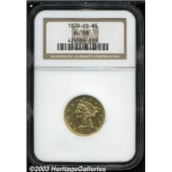 1870-CC $5 AU58 NGC.