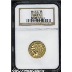 1911-D $5 AU58 NGC.