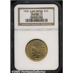 1908-D $10 No Motto MS62 NGC.