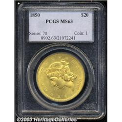 1850 $20 MS63 PCGS.