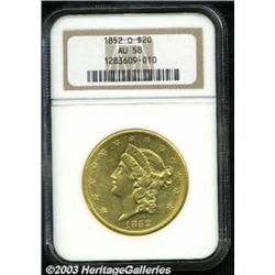 1852-O $20 AU58 NGC.