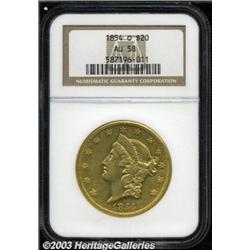 1854-O $20 AU58 NGC.