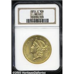 1854-S $20 MS63 NGC.