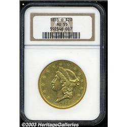 1855-O $20 AU55 NGC.