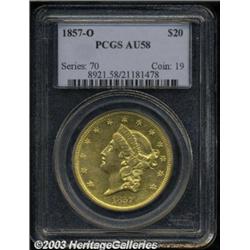 1857-O $20 AU58 PCGS.