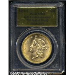 1857-S $20 Spiked Shield MS65 PCGS.